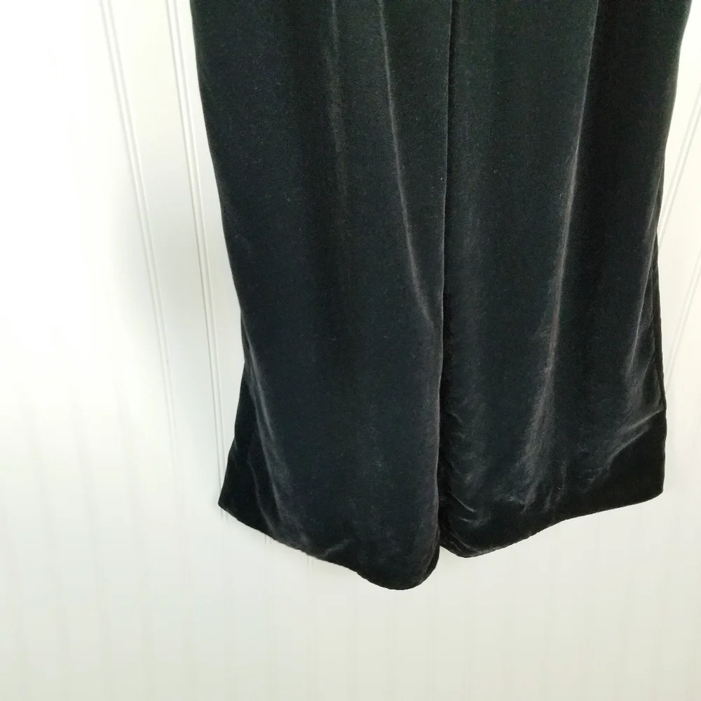 J Crew Velvet Wide Leg Crop Jumpsuit Size 0 Black Sleeveless Witchy Whimsigoth